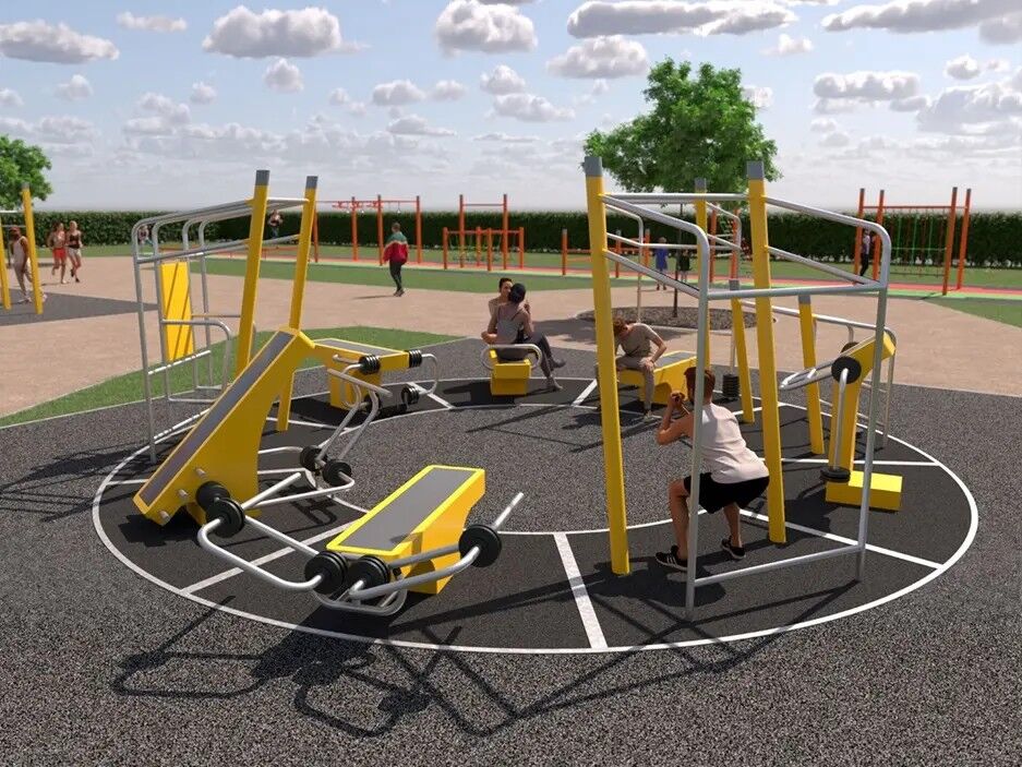 Aire de street workout intégrée dans un parc